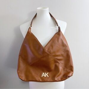 Anne Klein Pebbled faux leather tan hobo bag shoulder bag chic minimalist casual
